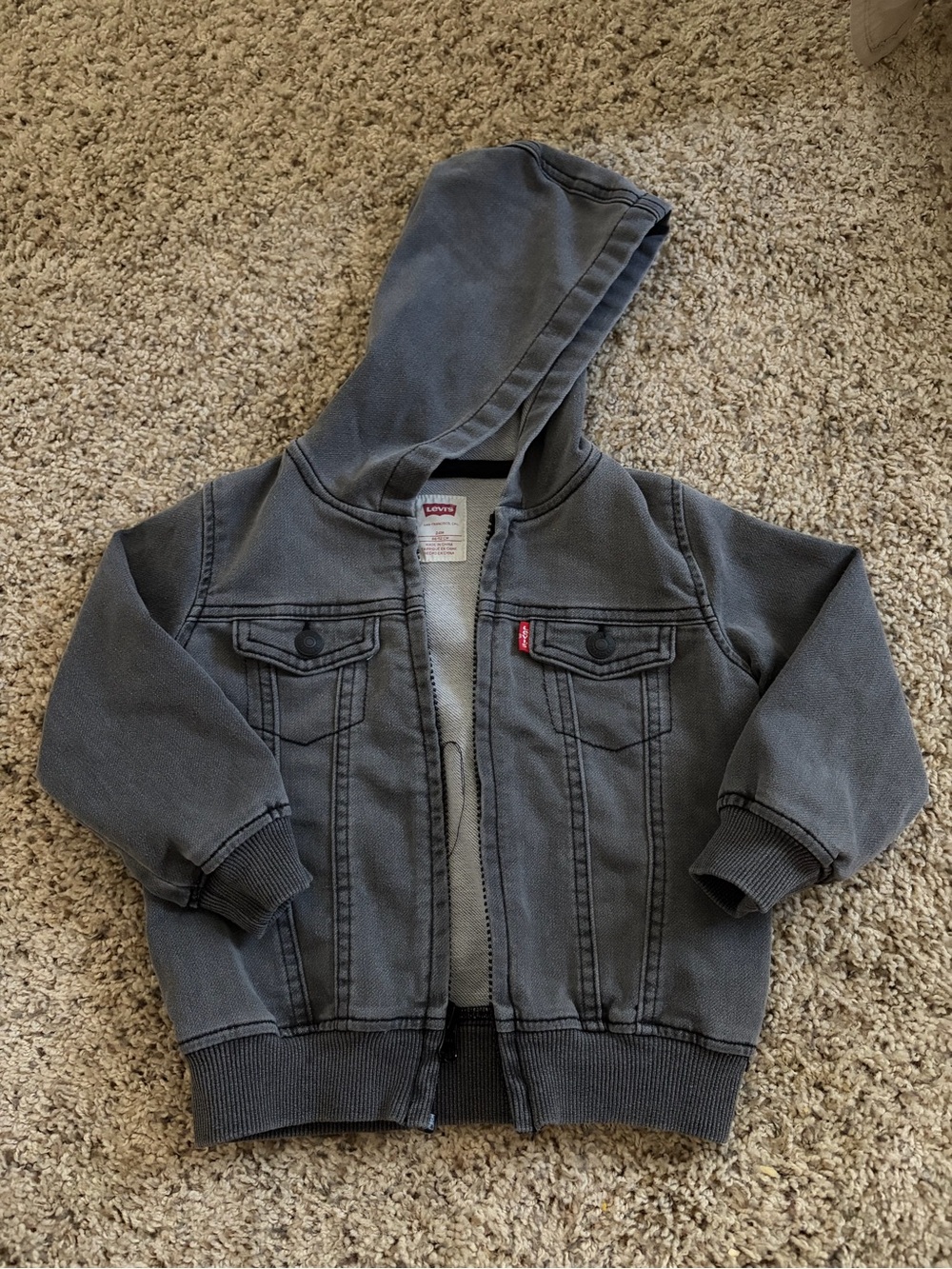 Levi's Kids Hooded Jean Jacket in Charcoal